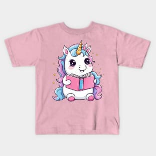 Cute Unicorn Reading Book Kids T-Shirt